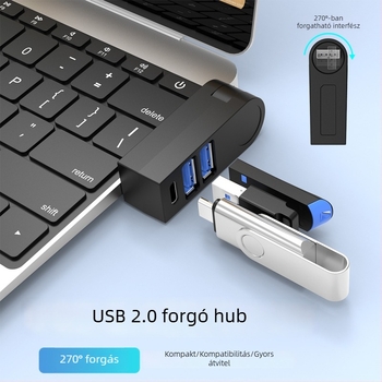 USB 2.0 3-portos hub forgó dokkoló állomás laptopokhoz – USB megosztó több interfésszel