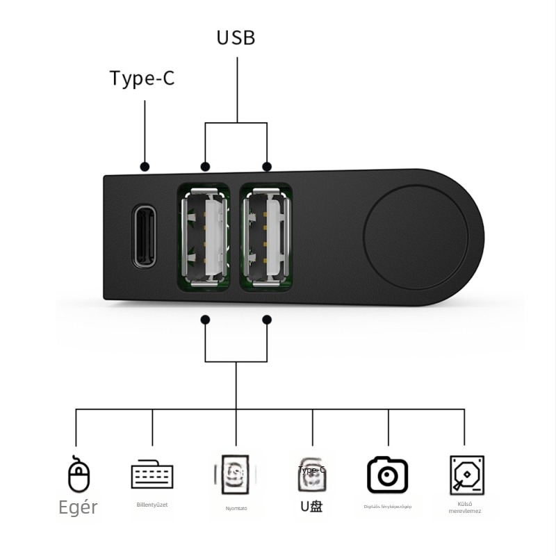 USB 2.0 3-portos hub forgó dokkoló állomás laptopokhoz – USB megosztó több interfésszel