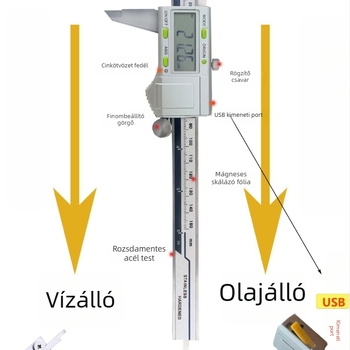 Digitális tolómérő nagy kijelzővel, pontosság 0,01 mm