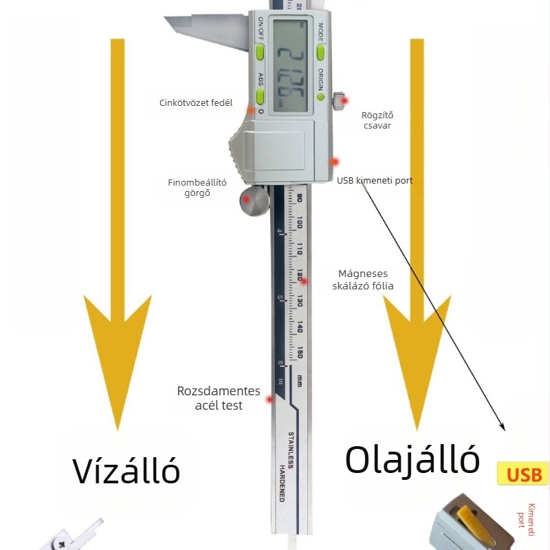Digitális tolómérő nagy kijelzővel, pontosság 0,01 mm