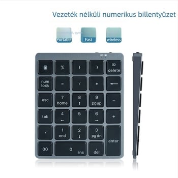 28‑gombos számítógépes billentyűzet alumíniumötvözetből, kettős módban vezetékes és vezeték nélküli kapcsolódással, HUB töltéssel, pénzügyi jelszavak bevitelére szolgáló eszköz