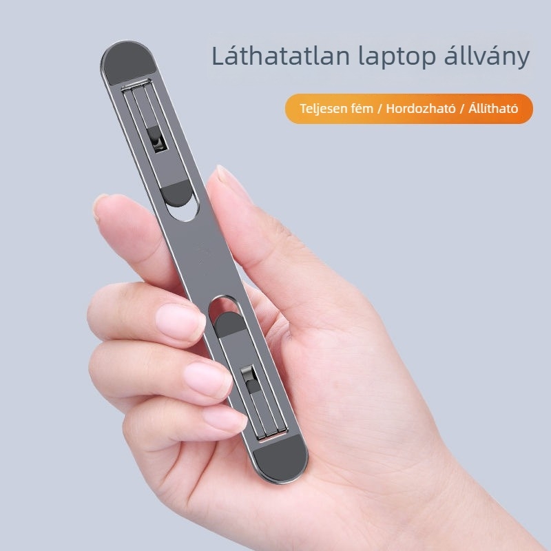 Hordozható laptopállvány hűtőkerettel, kreatív függő tervezés, kétfokozatú magasságállítás, összecsukható és kompakt.