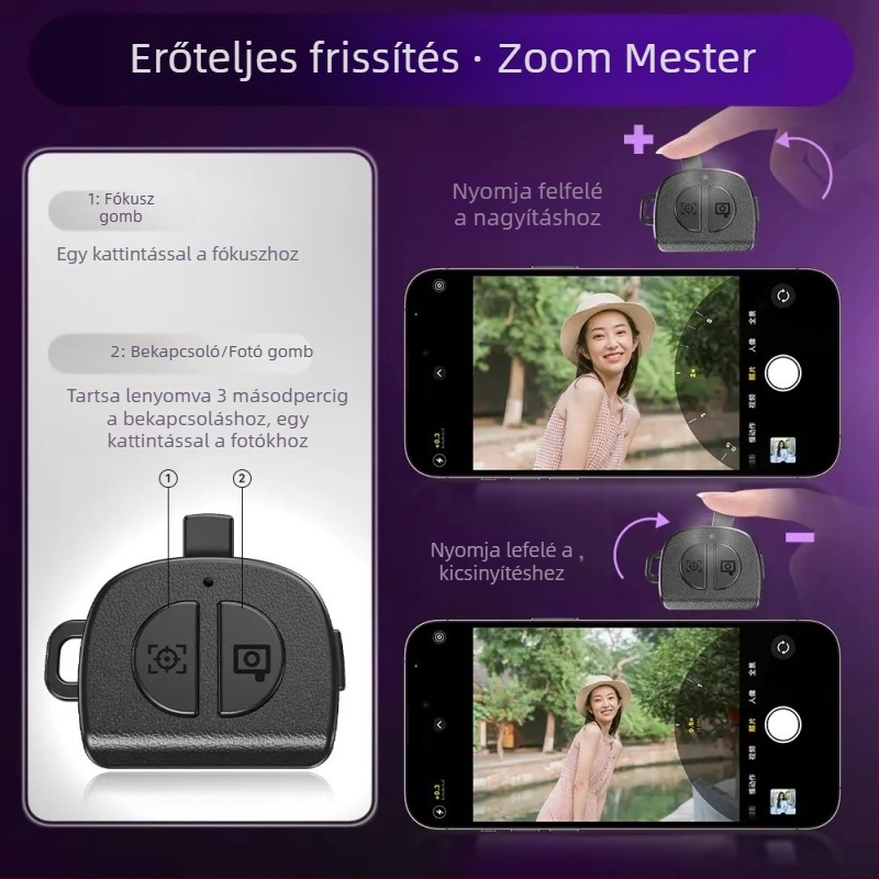 P25Mini mobiltelefonhoz készült selfie-stick, rázkódás elleni stabilizációval, kihúzható, Bluetooth, hordozható, távvezérlővel