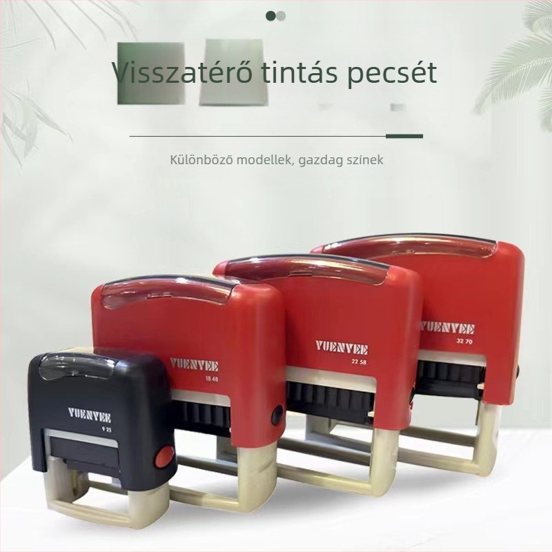 Négyszögletes szövegpecsét tintatöltő mechanizmussal – megfordítható pecsét