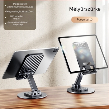 Forgatható, összecsukható asztali telefon- és tabletatartó – ötvözetből, élő közvetítéshez