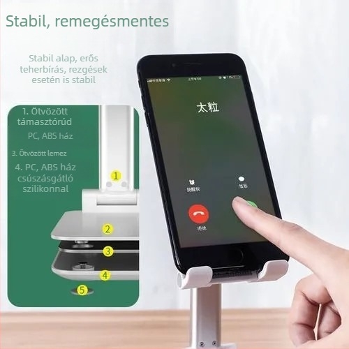 Prémium univerzális asztali telefon-tartó, összecsukható, többfunkciós