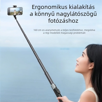Bluetoothos telefonos selfie bot kézi stabilizátorral, padlóra álló teleszkópos rúddal és állvánnyal élő közvetítéshez