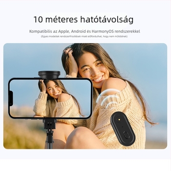 Bluetoothos telefonos selfie bot kézi stabilizátorral, padlóra álló teleszkópos rúddal és állvánnyal élő közvetítéshez