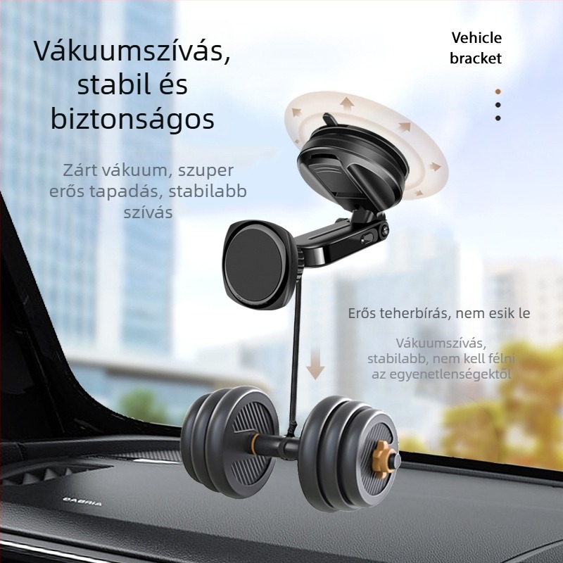 Új autós telefon-tartó hat erős mágnessel, teleszkópos karral, szívófejjel és ragasztó alappal