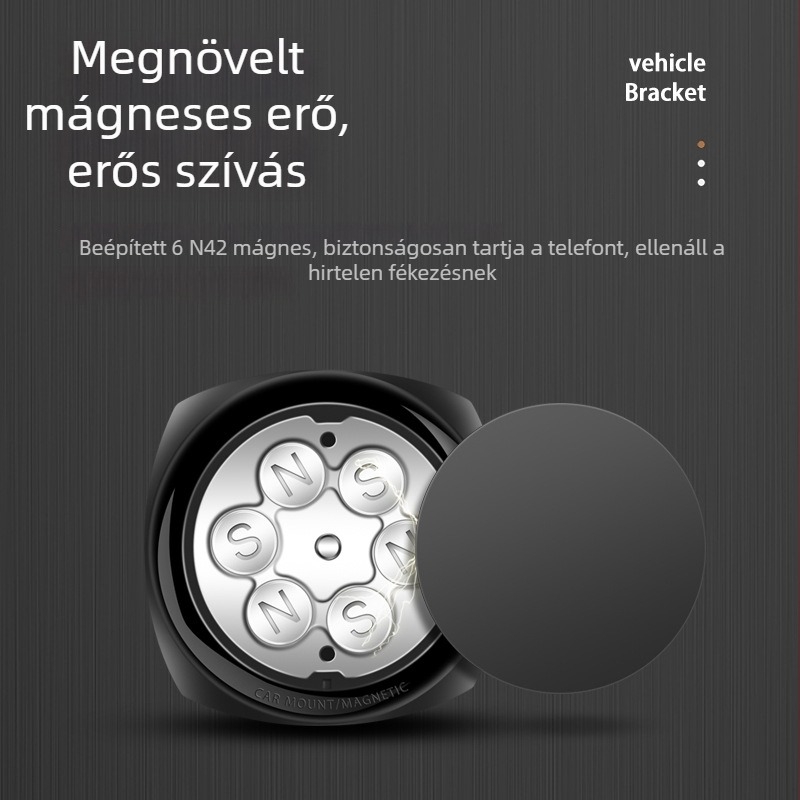 Új autós telefon-tartó hat erős mágnessel, teleszkópos karral, szívófejjel és ragasztó alappal