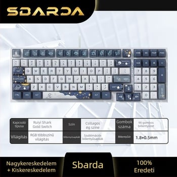 SBARDA Sparta Internet Kávézó Mechanikus Billentyűzet Plug-in Mágneses Kapcsolókkal, Háttérvilágítással, Vezetékes, Súlyozott Számítógépes Billentyűzet