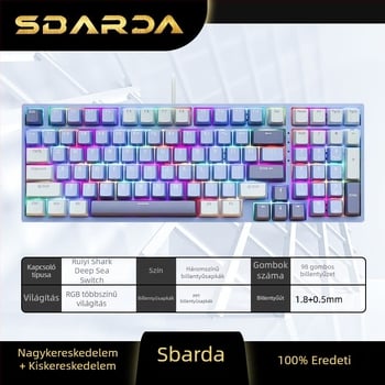 SBARDA Sparta Internet Kávézó Mechanikus Billentyűzet Plug-in Mágneses Kapcsolókkal, Háttérvilágítással, Vezetékes, Súlyozott Számítógépes Billentyűzet