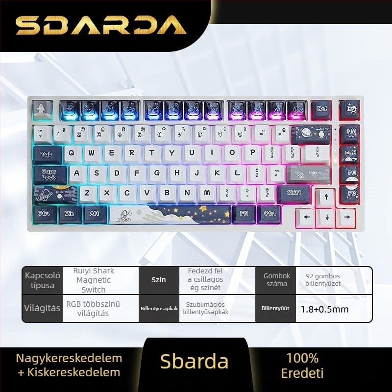 SBARDA Sparta Internet Kávézó Mechanikus Billentyűzet Plug-in Mágneses Kapcsolókkal, Háttérvilágítással, Vezetékes, Súlyozott Számítógépes Billentyűzet