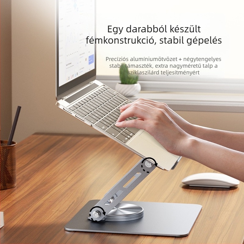 MAGICS Q21 Teljesen fémes, 360°-ban forgó tabletta- és laptop-tartó, hőelvezetéssel, hordozható asztali állvány