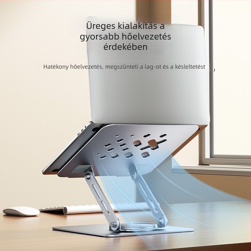 MAGICS Q21 Teljesen fémes, 360°-ban forgó tabletta- és laptop-tartó, hőelvezetéssel, hordozható asztali állvány