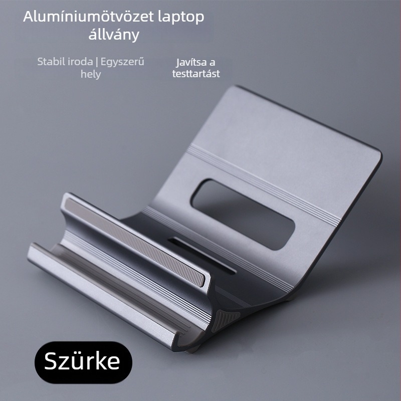 Alumíniumötvözetes laptopállvány asztali magasság növeléséhez
