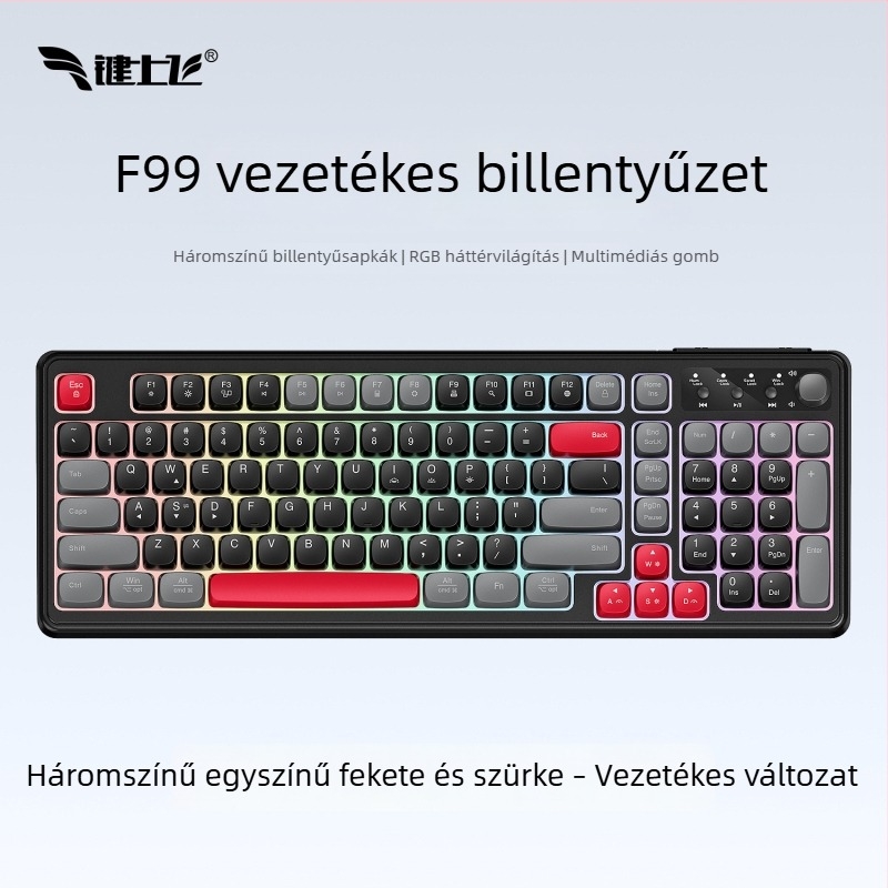 Vezeték nélküli Bluetooth billentyűzet RGB háttérvilágítással, három üzemmódban töltés, 88–98 gomb, gömb alakú átlátszó színű billentyűk játékhoz, irodához és tablethez