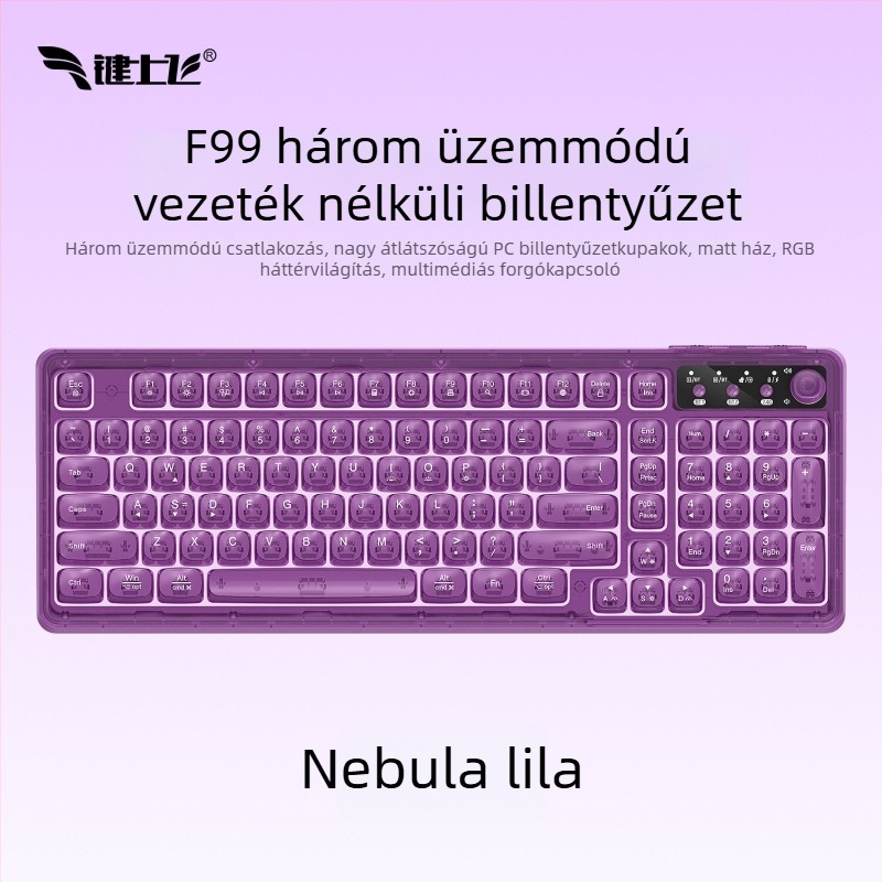 Vezeték nélküli Bluetooth billentyűzet RGB háttérvilágítással, három üzemmódban töltés, 88–98 gomb, gömb alakú átlátszó színű billentyűk játékhoz, irodához és tablethez