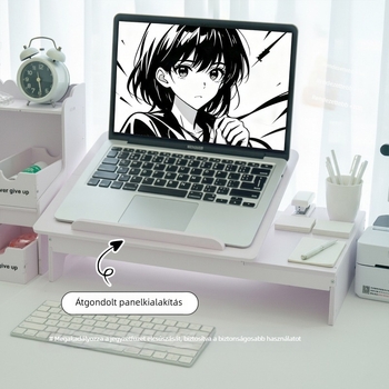 Két szintes laptop hűtőállvány perforált polcokkal – modern asztali rendező