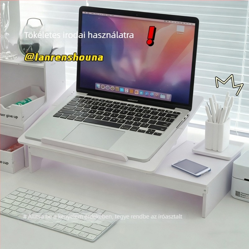 Két szintes laptop hűtőállvány perforált polcokkal – modern asztali rendező