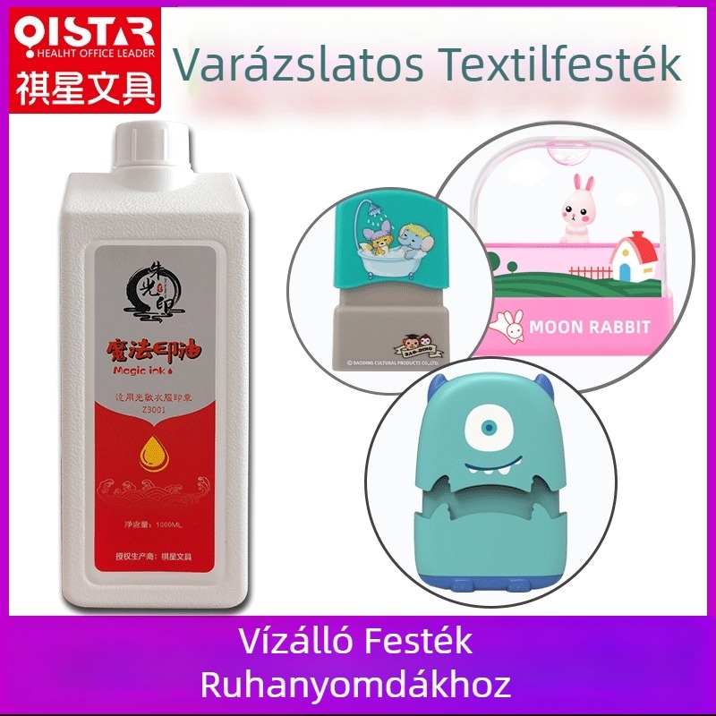 Qixing 1 L fotóérzékeny textil tinta ruházathoz — textil tinta gyerekeknek szánt rajzfilmes pecsétekhez