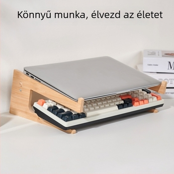 Szilárdfa laptophoz készült állítható magasságú függőleges hűtőállvány, emelt asztali tároló és nyaki támasz