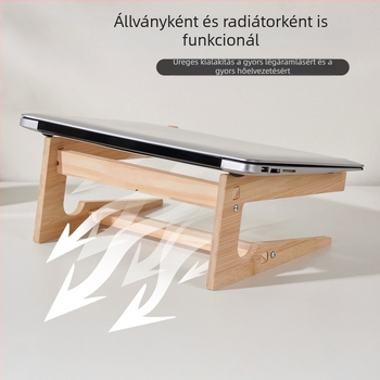 Szilárdfa laptophoz készült állítható magasságú függőleges hűtőállvány, emelt asztali tároló és nyaki támasz