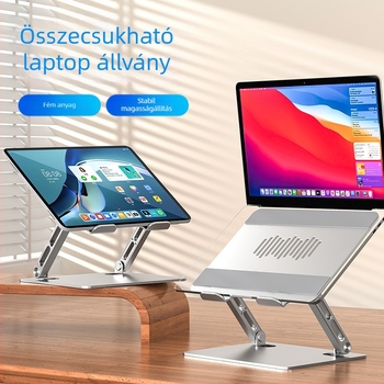 Új vastagodott fém laptopállvány, két-tengelyes állítható, összecsukható asztali emelő