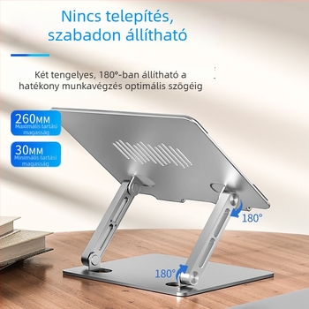 Új vastagodott fém laptopállvány, két-tengelyes állítható, összecsukható asztali emelő