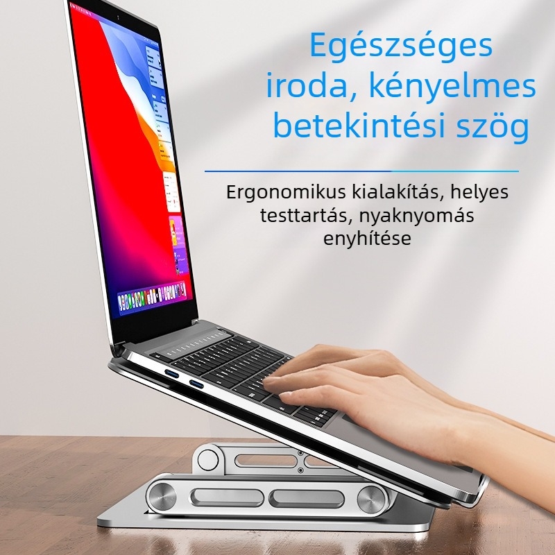 Új vastagodott fém laptopállvány, két-tengelyes állítható, összecsukható asztali emelő
