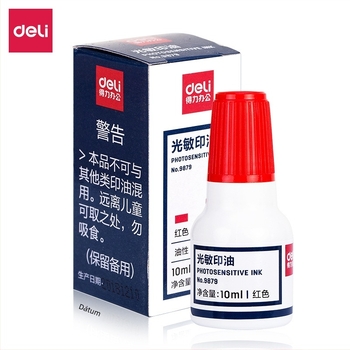 Deli 9879 Fotóérzékeny tinta pecsételéshez – Gyorsan száradó tinta pecsétekhez, kör alakú, 19 g