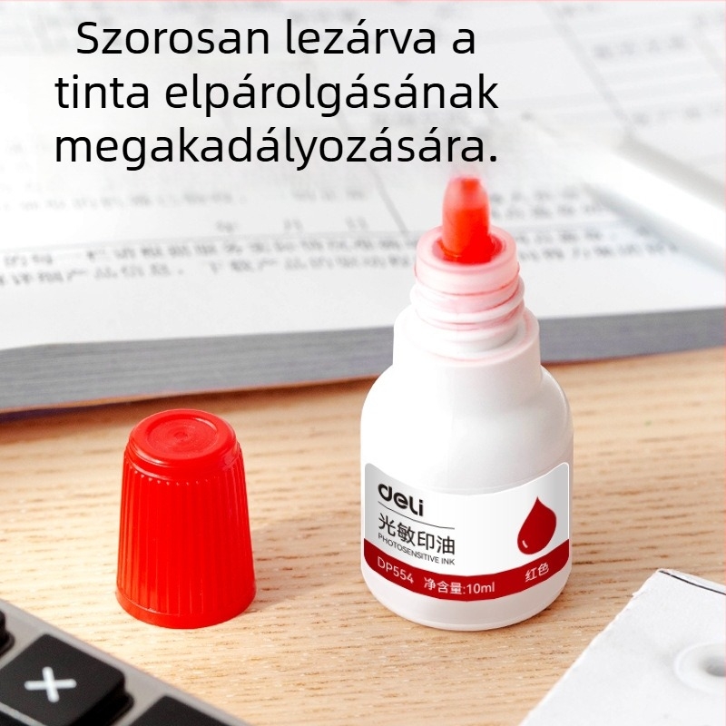 Deli 9879 Fotóérzékeny tinta pecsételéshez – Gyorsan száradó tinta pecsétekhez, kör alakú, 19 g