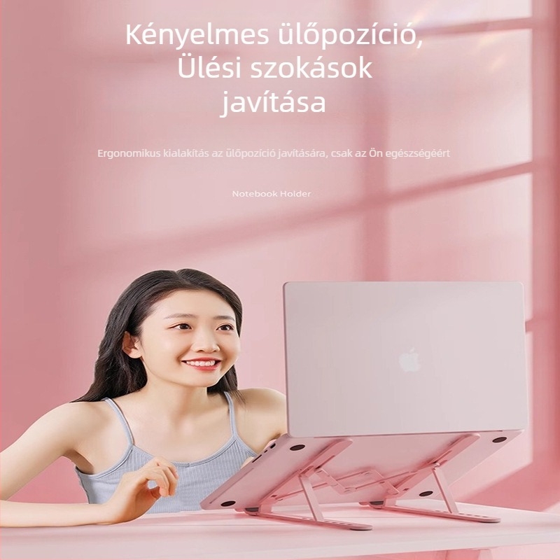 Rajzfilmbe illő, aranyos laptop tartó állítható magassággal és függőleges lebegő alappal