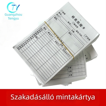 Perforált ruházati mintacímkék, tépésállóak, moshatóak, akasztó címkék, megrendelhetők