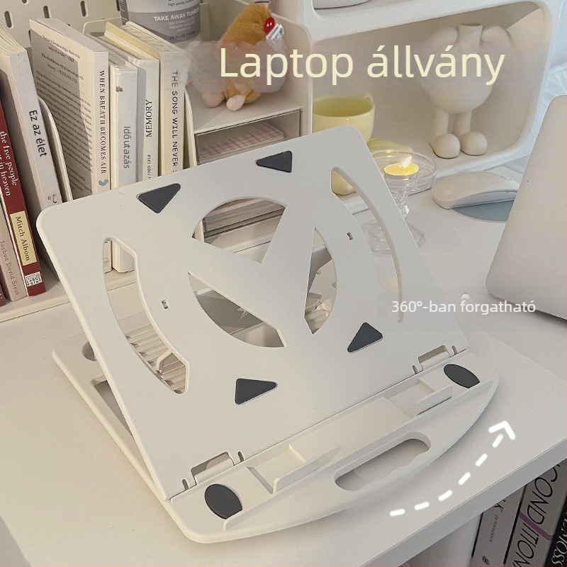 360 fokban forgó laptop állvány, állítható magasságú, hordozható összecsukható asztali hűtőállvány