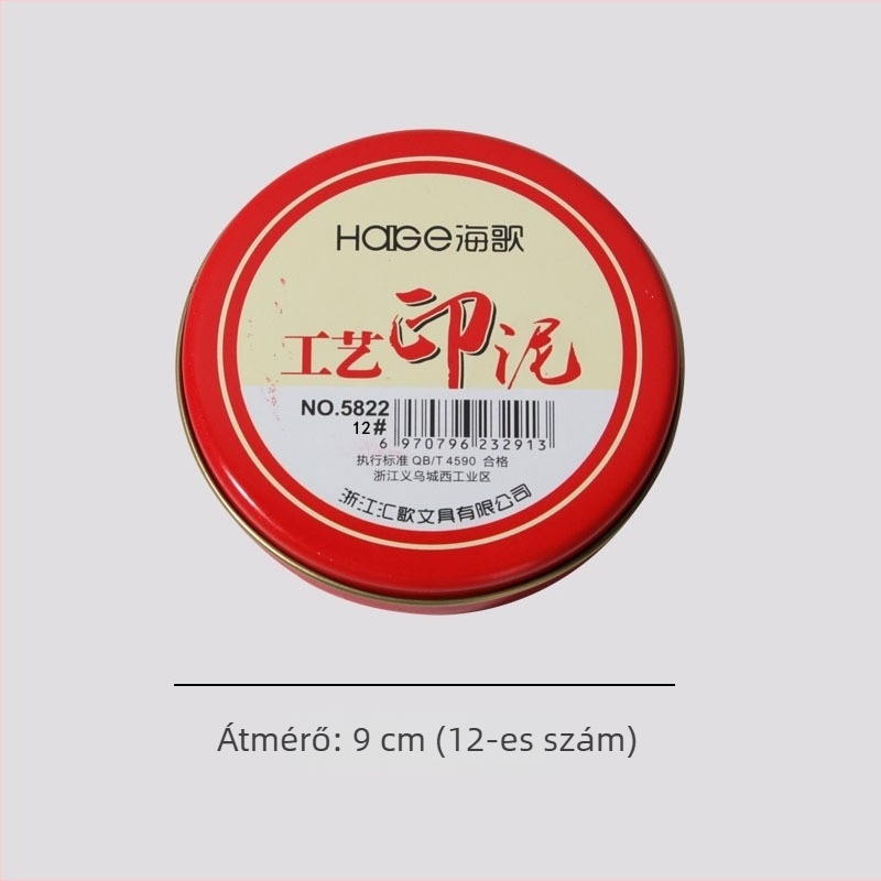 Haige №3 pecsétpaszta fémdobozban, kör alakú vermilion piros, kicsi méret No.6 és No.12, gyorsan száradó