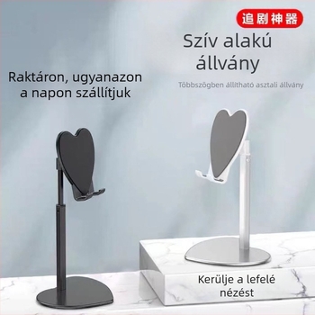 Teleszkópos táblagéptartó kar — univerzális, többfunkciós asztali állvány élő közvetítéshez és nézéshez, iPadhez szív alakú tartóval