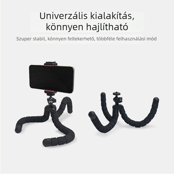 Telefonállvány rugalmas lábakkal, multifunkcionális hordozható tripod selfie-hez és asztali használatra