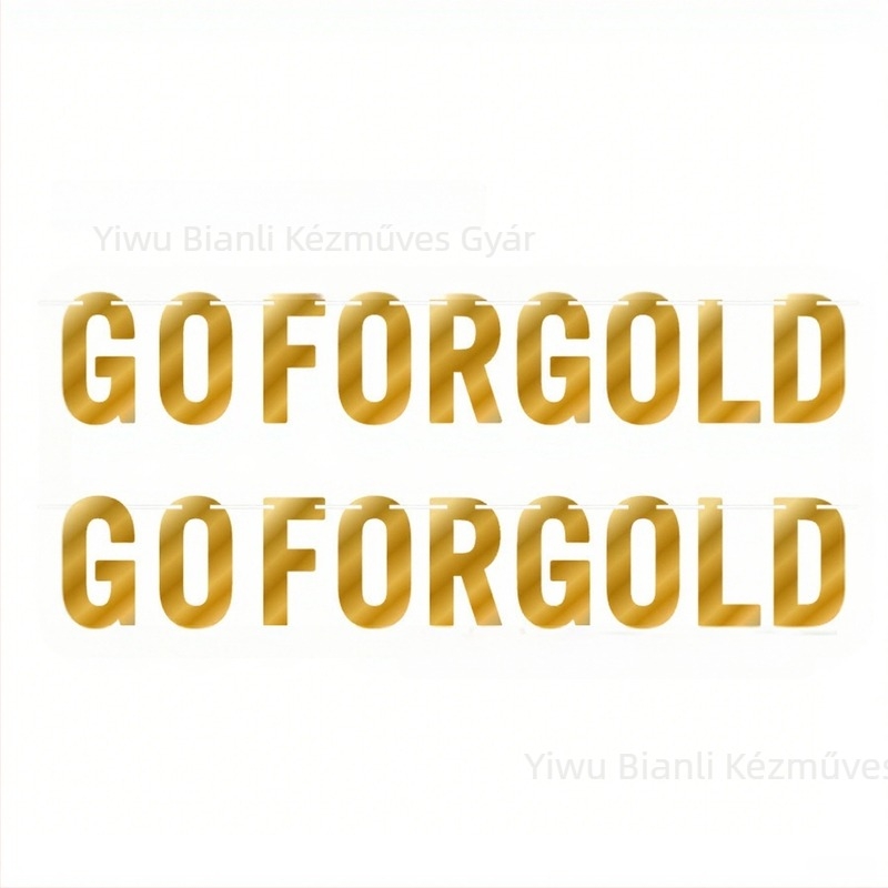 GO FOR GOLD betűs banner, arany tükrös PET kartonból