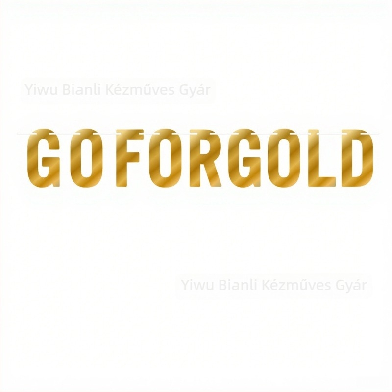 GO FOR GOLD betűs banner, arany tükrös PET kartonból