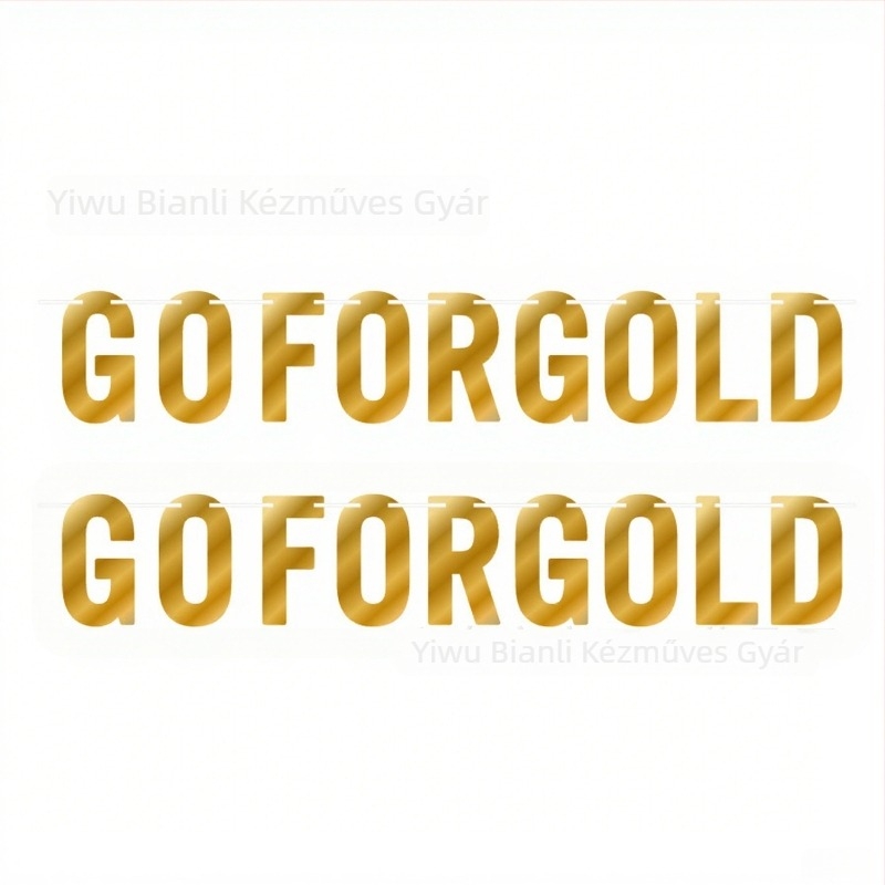 GO FOR GOLD betűs banner, arany tükrös PET kartonból