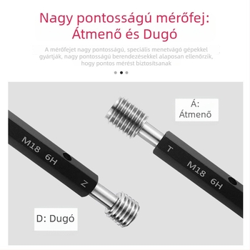 Magas minőségű 6H metrikus menetplugh kalibrátor, belső átmérő és furat mérésére, nagy pontosságú belső menet-ellenőrző gyűrű M12345