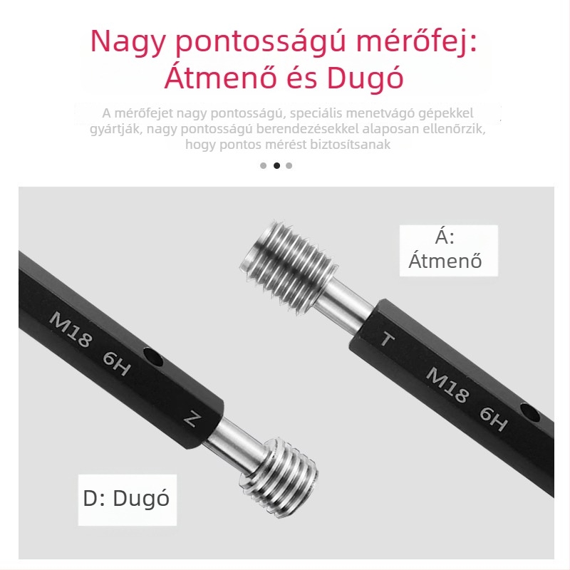 Magas minőségű 6H metrikus menetplugh kalibrátor, belső átmérő és furat mérésére, nagy pontosságú belső menet-ellenőrző gyűrű M12345