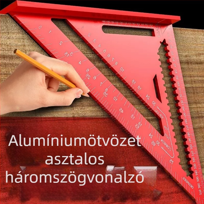 Alumínium ötvözetű háromszögvonalzó faipari felhasználásra, nagy pontosságú 90 fokos mérőeszköz, testreszabható