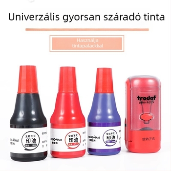 Gyorsan száradó pecsét-tinta újratöltéshez, fekete, piros és kék, felületeken üveg, műanyag, kerámia és fém