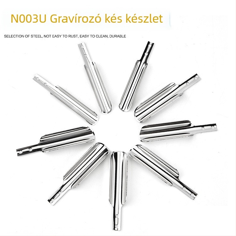 N003U rozsdamentes acél gravírozó késkészlet pengékkel és kiegészítőkkel, gravírozó eszköz pengéi, testreszabható