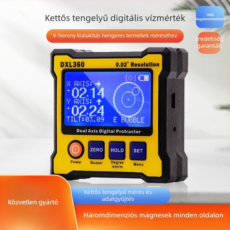 DXL360 két-tengelyes digitális szint és dőlésszögmérő mágneses alapú