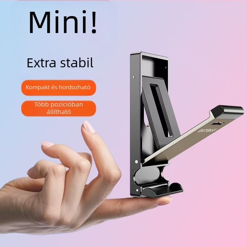 Utazási hordozható telefon- és tabletatartó asztali állvány, állítható, összecsukható, csúszásmentes, élő közvetítésekhez