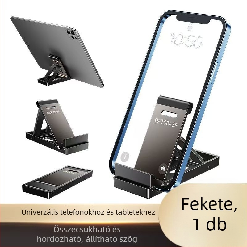Utazási hordozható telefon- és tabletatartó asztali állvány, állítható, összecsukható, csúszásmentes, élő közvetítésekhez