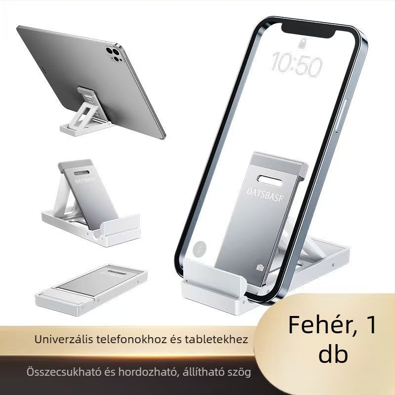 Utazási hordozható telefon- és tabletatartó asztali állvány, állítható, összecsukható, csúszásmentes, élő közvetítésekhez